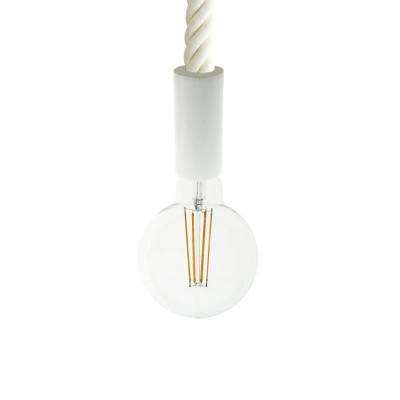 Pendant lamp with 3XL 30mm nautical cord painted wood details - Made in Italy - White