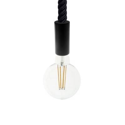 Pendant lamp with 3XL 30mm nautical cord painted wood details - Made in Italy - Black