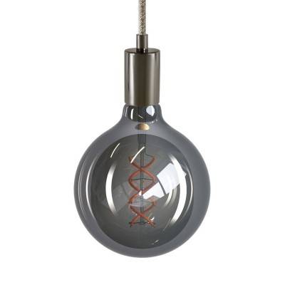 Pendant lamp with textile cable and metal details - Made in Italy - Black pearl