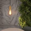 Pendant lamp with textile cable and satin metal details - Made in Italy