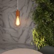 Pendant lamp with textile cable and satin metal details - Made in Italy