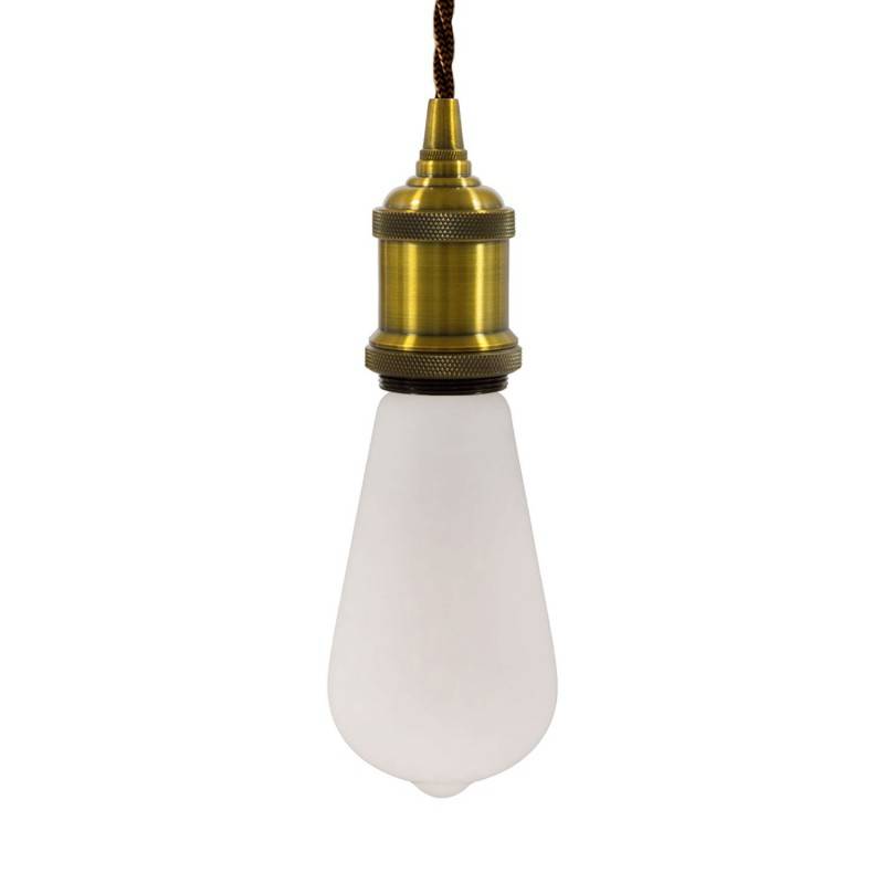 Pendant lamp with twisted textile cable and aluminium lamp holder - Made in Italy