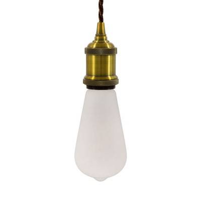 Pendant lamp with twisted textile cable and aluminium lamp holder - Made in Italy - Brushed bronze