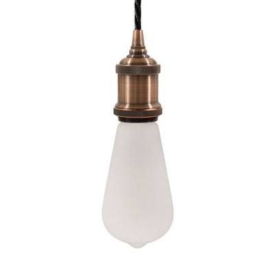 Pendant lamp with twisted textile cable and aluminium lamp holder - Made in Italy - Brushed copper