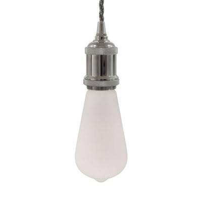 Pendant lamp with twisted textile cable and aluminium lamp holder - Made in Italy - Chrome