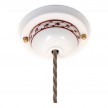 Pendant lamp with twisted textile cable and hand decorated ceramic details - Made in Italy