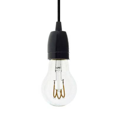 Pendant lamp with textile cable and coloured porcelain details - Made in Italy - Black