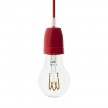 Pendant lamp with textile cable and coloured porcelain details - Made in Italy