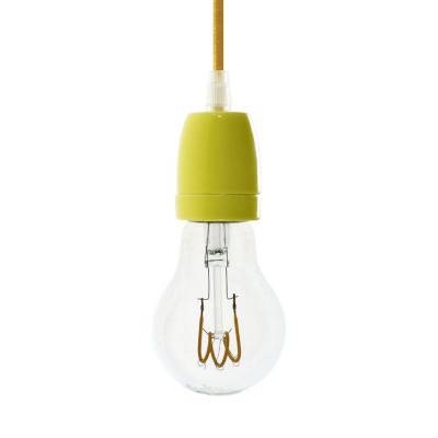 Pendant lamp with textile cable and coloured porcelain details - Made in Italy - Yellow