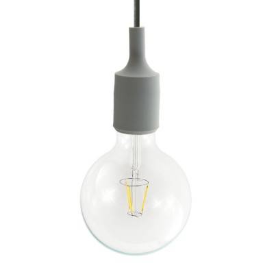 Pendant lamp with textile cable and silicone details - Made in Italy - Bulb included - Grey