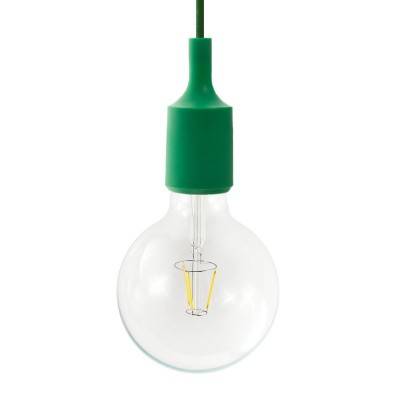 Pendant lamp with textile cable and silicone details - Made in Italy - Bulb included - Green