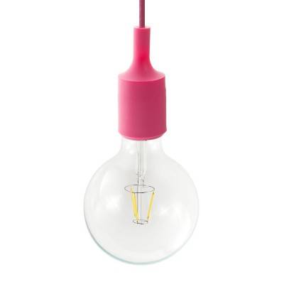 Pendant lamp with textile cable and silicone details - Made in Italy - Bulb included - Pink