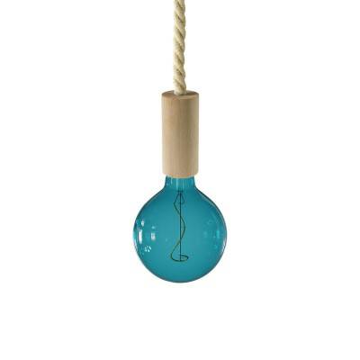 Pendant lamp with XL nautical cord and wooden details - Made in Italy - Neutral - CLS20