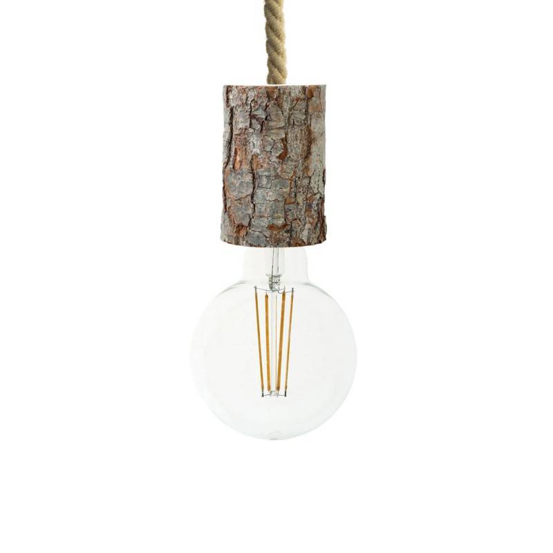 Pendant lamp with nautical cord XL and small bark lamp holder - Made in Italy