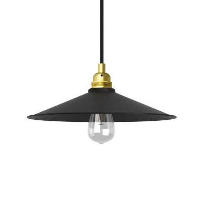 Pendant lamp with textile cable, Swing lampshade and metal details - Made in Italy - Brass - RC04