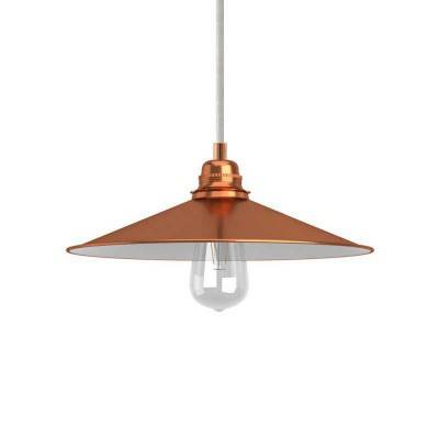 Pendant lamp with textile cable, Swing lampshade and metal details - Made in Italy - Copper - RC01