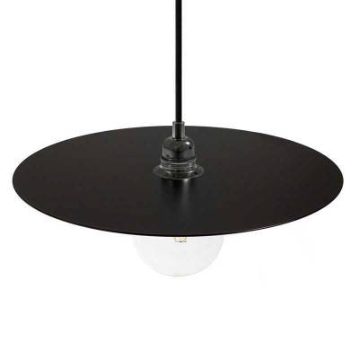 Pendant lamp with textile cable, metal details and oversized Ellepi lampshade - Made in Italy - Black