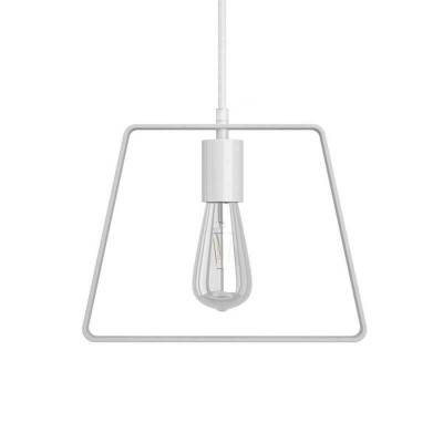 Pendant lamp with textile cable, Duedì Base lampshade and metal details - Made in Italy - White