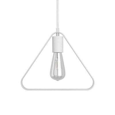 Pendant lamp with textile cable, Duedì Apex lampshade and metal details - Made in Italy - White