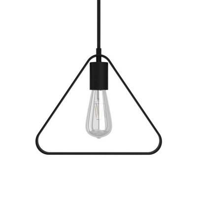 Pendant lamp with textile cable, Duedì Apex lampshade and metal details - Made in Italy - Black