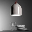 Pendant lamp with textile cable and lampshade Bell M in ceramic - Made in Italy