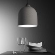 Pendant lamp with textile cable and lampshade Bell M in ceramic - Made in Italy