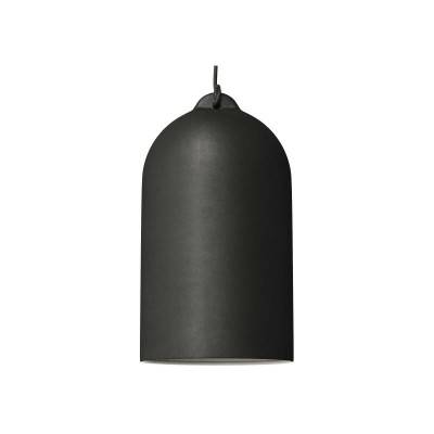 Pendant lamp with textile cable and Bell XL ceramic lampshade - Made in Italy - Blackboard - White