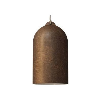 Pendant lamp with textile cable and Bell XL ceramic lampshade - Made in Italy - Corten effect - White