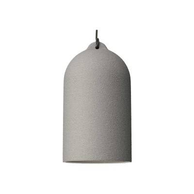 Pendant lamp with textile cable and Bell XL ceramic lampshade - Made in Italy - Cement effect - White