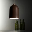 Pendant lamp with textile cable and Bell XL ceramic lampshade - Made in Italy