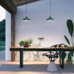 Pendant lamp with textile cable, Bistrot lampshade and metal details - Made in Italy