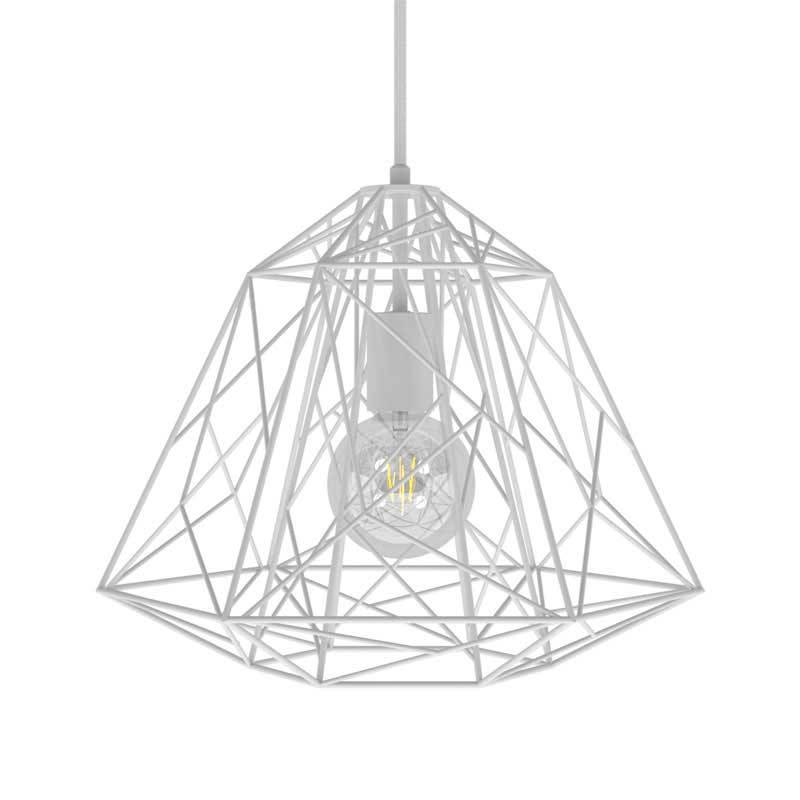 Pendant lamp with textile cable, Apollo lampshade and metal details - Made in Italy