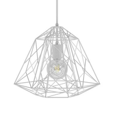 Pendant lamp with textile cable, Apollo lampshade and metal details - Made in Italy - White