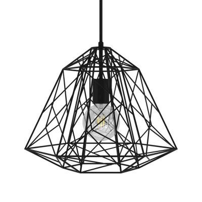 Pendant lamp with textile cable, Apollo lampshade and metal details - Made in Italy - Black