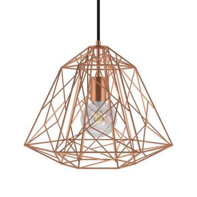 Pendant lamp with textile cable, Apollo lampshade and metal details - Made in Italy - Copper