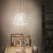 Pendant lamp with textile cable, Apollo lampshade and metal details - Made in Italy