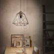 Pendant lamp with textile cable, Apollo lampshade and metal details - Made in Italy