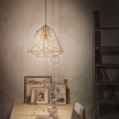 Pendant lamp with textile cable, Apollo lampshade and metal details - Made in Italy