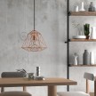 Pendant lamp with textile cable, Apollo lampshade and metal details - Made in Italy