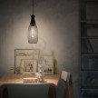 Pendant lamp with textile cable, Magnum bottle lampshade and metal details - Made in Italy