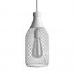 Pendant lamp with textile cable, Jéroboam bottle lampshade and metal details - Made in Italy