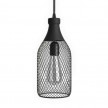 Pendant lamp with textile cable, Jéroboam bottle lampshade and metal details - Made in Italy