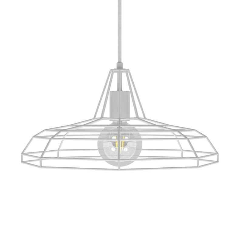 Pendant lamp with textile cable, Sonar lampshade and metal details - Made in Italy