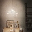 Pendant lamp with textile cable, Sonar lampshade and metal details - Made in Italy