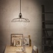 Pendant lamp with textile cable, Sonar lampshade and metal details - Made in Italy