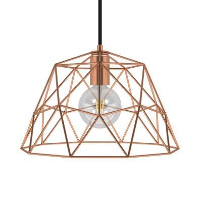 Pendant lamp with textile cable, Dome lampshade and metal details - Made in Italy