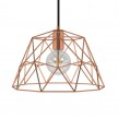 Pendant lamp with textile cable, Dome lampshade and metal details - Made in Italy