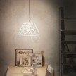 Pendant lamp with textile cable, Dome lampshade and metal details - Made in Italy