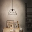 Pendant lamp with textile cable, Dome lampshade and metal details - Made in Italy