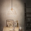 Pendant lamp with textile cable, Dome lampshade and metal details - Made in Italy